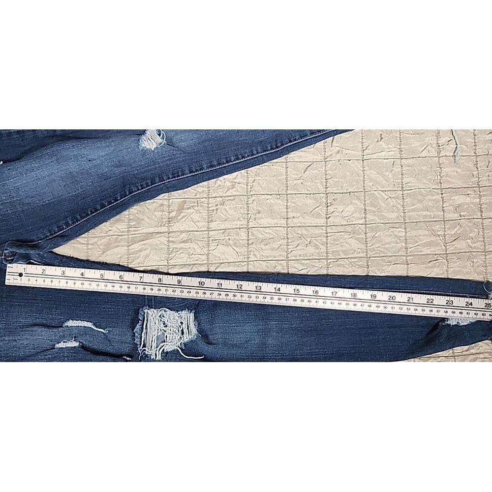 Enjean Raw Hem Crop Distress Jeans Womens Size 3 Jr Stretch Dark Wash Skinny - Picture 7 of 15